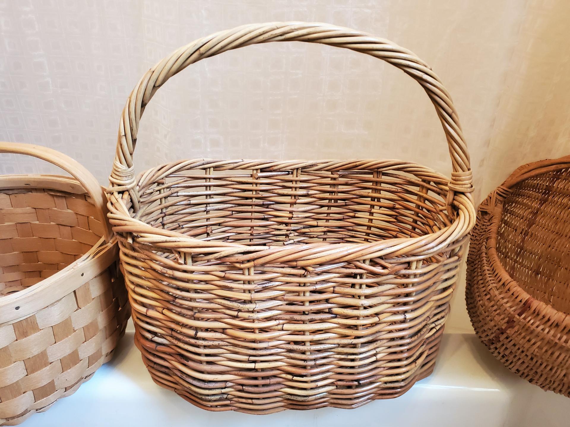 Large Vintage Basket, Blanket Storage