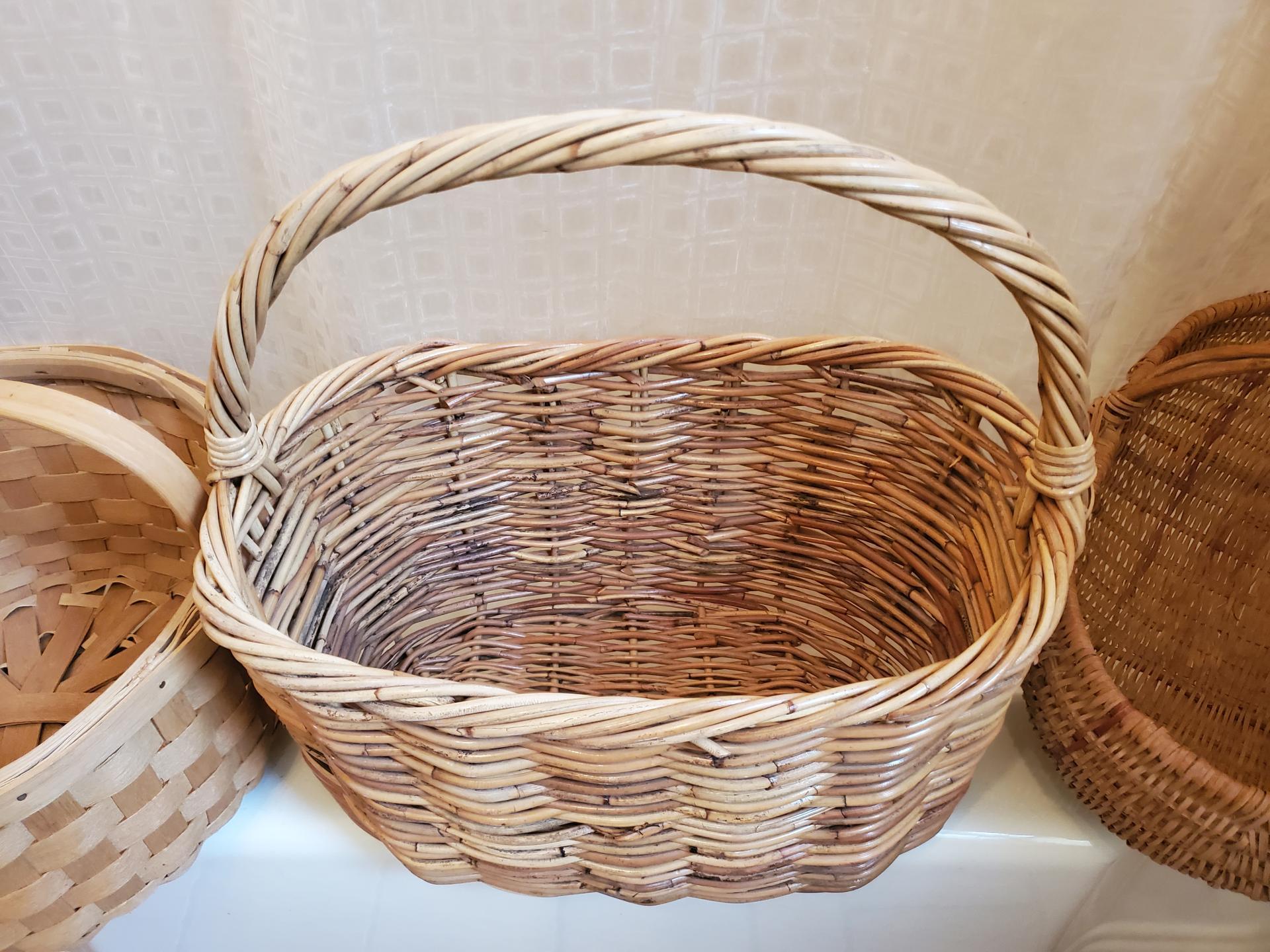 Large Vintage Basket, Blanket Storage