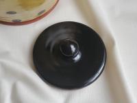 Large Redware 10 in Jar with Black Polka Dot Decoration
