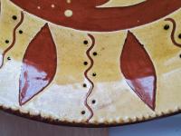Redware 11 in. Plate with a Man in the Moon Sgraffito Motif