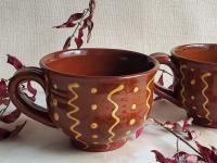 Redware Soup, Chowder, Cereal, Chili Bowls with Squiggles and Dots Decoration