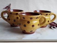 Redware Cup with Brown Dots Decoration