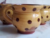 Redware Cup with Brown Dots Decoration