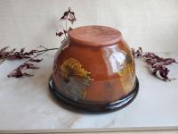 Redware 8 in Large Bowl with Spangles and Daubs Decoration
