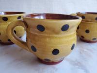 Redware Cup with Black Dots Decoration