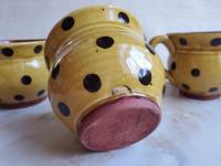 Redware Cup with Black Dots Decoration