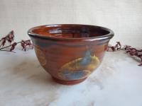 Redware 6 in Bowl with Spangles and Daubs Decoration