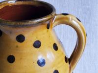 Redware Pitcher with Black Polka Dots