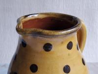 Redware Pitcher with Black Polka Dots