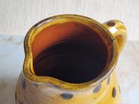 Redware Pitcher with Black Polka Dots