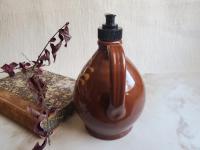 Redware Soap/Lotion Dispenser with Feather Decoration (b)