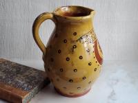 Redware Pitcher, Angel with Wings Sgraffito Motif