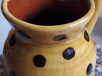 Redware Mug with Black Polka Dots