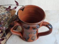 Redware Tyg with Gray Accents