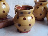 Redware Mug with Brown Polka Dots
