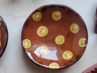 Miniature Redware Plate with White Polka Dots Kulina Folk Art