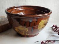 Redware Bowl Set (3) with Spangles and Daubs Motif