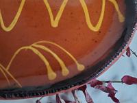 Redware Oval Platter with "Wave" Motif