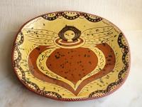 Redware Shallow Trencher, Angel with Wings Motif