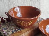 Redware 5 inch Bowl with "Feather" Motif