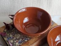 Redware 5 inch Bowl with "Feather" Motif