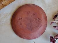 Small Redware Plate with "Feather" Motif
