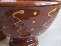 Redware Fruit Bowl with Squiggles & Dots Pattern