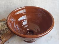 Redware Fruit Bowl with Squiggles & Dots Pattern