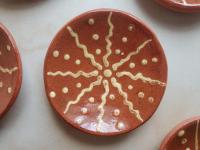 Miniature Redware Plates (4) with Slip Patterns
