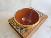 Redware 4 inch Bowl with Brown Polka Dots