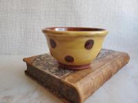 Redware 4 inch Bowl with Brown Polka Dots