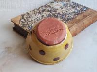 Redware 4 inch Bowl with Brown Polka Dots