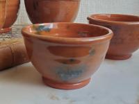 Wheel Thrown Redware Bowl by Rick - Decorated with Spangles, Lead Free Glaze