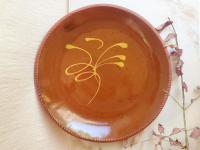 Large Redware Plate with "Feather" Motif
