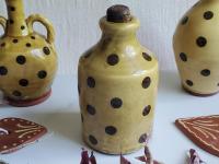 Small Redware Bottle with Black Dots