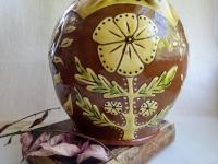 Sgraffito Redware One-of-a-Kind Jar with Traditional Pattern and Lead Free Glaze