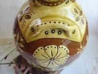 Sgraffito Redware One-of-a-Kind Jar with Traditional Pattern and Lead Free Glaze