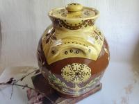 Sgraffito Redware One-of-a-Kind Jar with Traditional Pattern and Lead Free Glaze