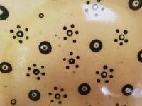 Redware 9 inch Plate with Black Polka Dots