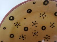 Redware 9 inch Plate with Black Polka Dots