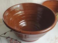 Redware 10 in Bowl with Black Dapples