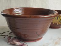 Redware 10 in Bowl with Black Dapples