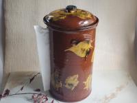 Redware Paper Towel Holder with Spangles and Daubs and Lead Free Glaze