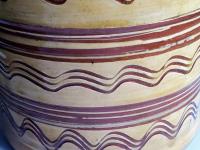 Large Redware Paper Towel Holder with Sgraffito Pattern
