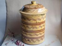 Large Redware Paper Towel Holder with Sgraffito Pattern