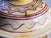 Large Redware Paper Towel Holder with Sgraffito Pattern