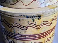 Large Redware Paper Towel Holder with Sgraffito Pattern