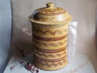 Large Redware Paper Towel Holder with Sgraffito Pattern