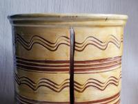 Large Redware Paper Towel Holder with Sgraffito Pattern