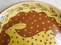 Sgraffito Redware Platter - Leaping Hare Motif - 14 in